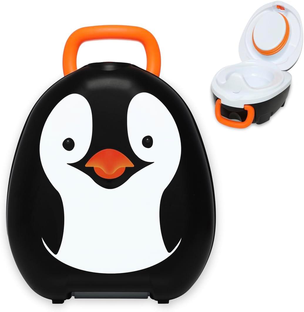 My Carry Potty - Penguin Travel Potty, Award-Winning Portable Toddler Toilet Seat for Kids to Take Everywhere