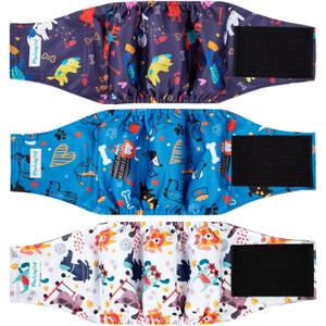 Paw Legend Washable Dogs Diapers Male Dog Belly Bands for Male Dogs Diapers Reusable Puppy & Doggie Diapers Male (3 Pack, X-Large)