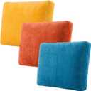 3 Pcs Velvet Stretch Couch Cushion Covers Mid Century Modern Decor Single Sofa Seat Covers Armchair Cover with Elastic Bottom Mixed-Color Non Slip Furniture Protector for Pets