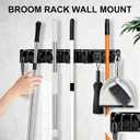 Broom Holder Wall Mount, Heavy Duty Mop Holder Wall Mount with Hooks & Slots, Garage Storage Wall Hanger for Shovel, Rake, Kitchen, Laundry & Shed