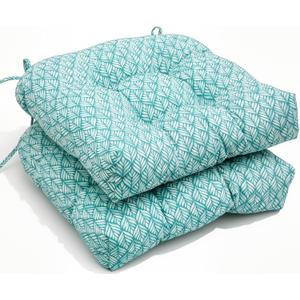 Outdoor Chair Cushions Set of 2,Patio Chair Cushions with Non-Slip Ties,19'' x 19'',Fluffy Tufted Outdoor Seat Cushions, Waterproof Patio Furniture Cushions,Outdoor Dining Chair Pads