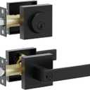 Front Door Lock Set,Keyed Alike Heavy Duty Exterior Door Lock Set,Entry Door Handle and Single Cylinder Deadbolt Combo for Office and Home Security, Reversible for Right and Left Side, Matte Black