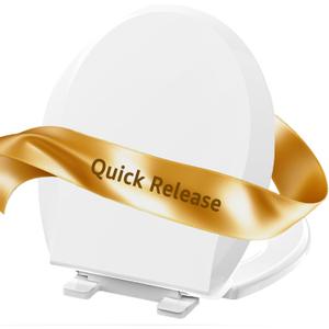 Round Toilet Seat with Quick Release + Soft Close, Easy Clean No Slam, PP Material Safe and White, 16.5 x 14.1 inches