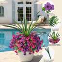 INSPRING Artificial Flowers for Outdoors, UV Resistant 12 Bundles Silk Flower Daisy with Eucalyptus + Orchid Leaf, Realistic Faux Outdoor Flowers for Porch Planter Garden Patio Boxwood, Purple Pink