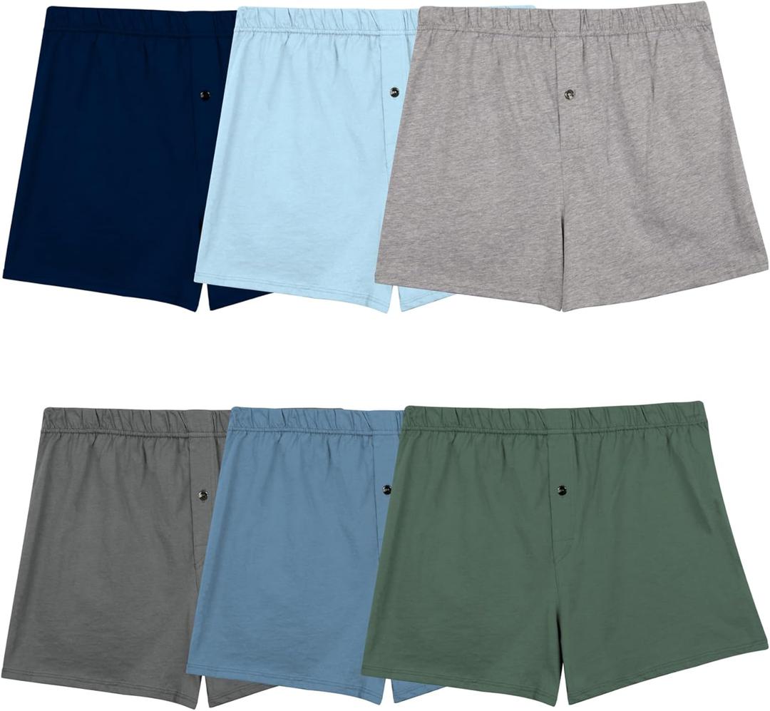 Fruit of the Loom Men's Tag Free Knit Boxer Shorts, Relaxed Fit, Moisture Wicking, Assorted Color Multipacks X-Large