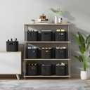 ORGIDOL 8 Pack Black Storage Bins with Lids Stackable Storage Container for Organizing, Black Storage Boxes with Handle for Shelves, Cute Organizer Bins for Craft, Snacks, 9.85x6.9x5.7 inch
