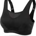 Wingslove High Impact Sports Bras for Women Plus Size Non Padded Wirefree Workout Bra Bounce Control (36DD, Black)