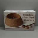 42in Extra Large Christmas Tree Collar - Woven Hyacinth Tree Collars for Artificial Trees - Rattan Rustic Farmhouse Basket for Tree Base Cover with Cord Cut-Out for 9ft 10ft 12ft Tree (Natural)