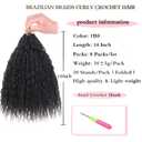 Xtrend Pre Looped Brazilian Afro Kinky Crochet Hair Black Braiding Hair 10Inch 8 Packs Micro Curly Braiding Hair Extensions Deep Wave Synthetic Mini Passion Twist Hair For Boho (30Strands/Pack1B#)