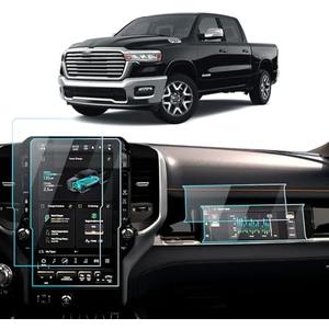 LANTU 2025 2026 ram 1500 screen protector for Dodge RAM 1500 2500 3500 Laramie/Rebel/Limited/Limited Longhorn/Tungsten Uconnect Accessories Navigation & Passenger Seat Nano Screen Protector Film 14.4''&10.25''-4 Pack