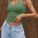 Tankaneo Womens Summer Ribbed Tank Top Casual Ringer Scoop Neck Sleeveless Knit Fitted Tops Going Out Tee Shirts (S)