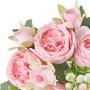 Mkono Peonies Artificial Flowers, Small Silk Flowers for Home Decor Indoor Fake Bouquet Faux Floral Arrangements Dining Table Centerpieces for Kitchen Bridal Wedding Party Decor Pink