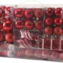 Sattiyrch 76ct Christmas Tree Ornaments Set,Red Shatterproof Christmas Balls Decorations,Xmas Decorative Hanging Ornaments(Red)