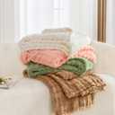 3D Bubble Plush Blanket Textured Fleece Throw Soft Warm Cozy Blanket Couch Bed Throw Brown 50x60 Inches, Rich Brown