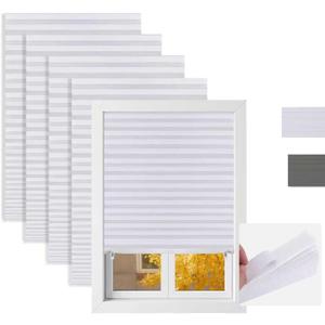6-PCS Temporary Light Filtering Pleated Paper Blinds 35" W x 59" H White