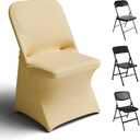 Trlyc Spandex Folding Chair Covers 100 Pcs Universal Fitted Stretchy Dining Chair Slipcovers for Wedding Party Banquet Flat-Front Chair Cover (Gold)