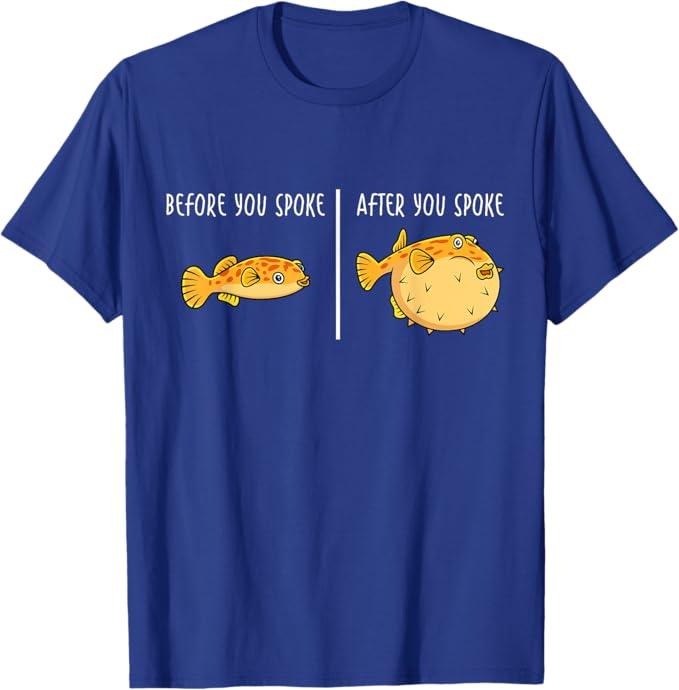 Puffer Fish Tshirt | Blowfish Funny Puffer Fish T-Shirt S