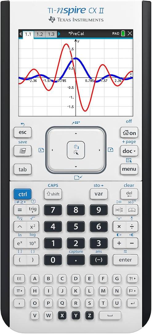 Texas Instruments TI-Nspire CX II Color Graphing Calculator with Student Software (PC/Mac) White 3.54 x 7.48