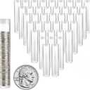 MUDOR 40 Pack Coin Storage Tube for Quarter, Plastic Coin Holders Tube with Screw-On Caps, Coin Collection Supplies, Long-Term Coin Storage(Quarter)