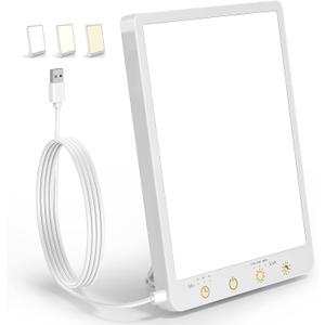 10000 Lux Light Therapy Lamp - Full Spectrum Therapy Light, 3 Color Temperature & Wall Mount Therapy Lamp, Portable Daylight Lamp for Home & Office, Memory Function & Touch Control. (White)