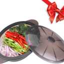 Microwave Steamer Cooker Collapsible Bowl-Silicone Steamer Cookware with Handle Lid for Vegetables Fish Prep Meal Food with Removable Rack BPA Free, Easy to Store, Freezer & Dishwasher Safe, Large (White)