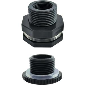 YSIL PVC Bulkhead Fitting 1.5 Inch NPT Female Water Tank Connector with Plugs Pipe Fitting for 2-9/16"(65 mm) Water Tanks, Rain Barrels, Aquariums, Pools 1 Pack