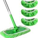 3 Pack Reusable 100% Coral Fleece Mop Pads Compatible with Swiffer Sweeper, Wet and Dry Flat mop Cover, Washable Pads Refills for Hardwood/Surface Floor Cleaning (Mop is Not Included)