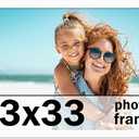 43x33 Frame White Solid Wood Picture Frame Includes UV Acrylic Shatter Guard Front, Acid Free Foam Backing Board, Hanging Hardware Wood Square Frame Wall Frames for Family Photos - no Mat