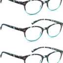 Reading Glasses Women Cute Small Round Readers +2.25 for Small Head/Petite Face,Blue Demi Lightweight Cheaters Reading Glasses w/Comfortable Spring Hinges 3 Pack