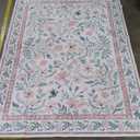 SHACOS Pink Floral Area Rugs 5x7 Nursery Rug, Machine Washable Boho Rugs for Bedroom, Non Slip Soft Floral Low-Pile Carpet for Living Room Kids Room Dining Room Entryway Indoor