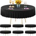 PARTISKY 6 Pack Black Round Spandex Tablecloths for 72 inch Table, Wrinkle Free 6FT Round Table Cloths Stretchy Fitted Table Cover with Skirt for Wedding Birthday Graduation Party Banquet