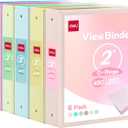 Deli 2-inch 3 Ring Binder with 2 Interior Pockets, 450 Sheets Capacity, 2 inch Binders fits 11" x 8.5" US Letter Size, Assorted 6 Pastel Colors, 6 Pack
