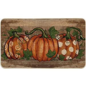 Artoid Mode Wood Dot Pumpkin Leaves Fall Doormat, Autumn Home Decor Low-Profile Switch Rug Door Mat Floor Mat for Indoor Outdoor 17x29 Inch (Brown)