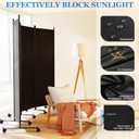 SUNALLY Room Divider 6FT Folding Privacy Screens with Lockable Wheels, 6 Panel Room Partition for Room Separator, 132" W Freestanding Portable Fabric Wall Dividers for Home Dorm Studio Office, Black