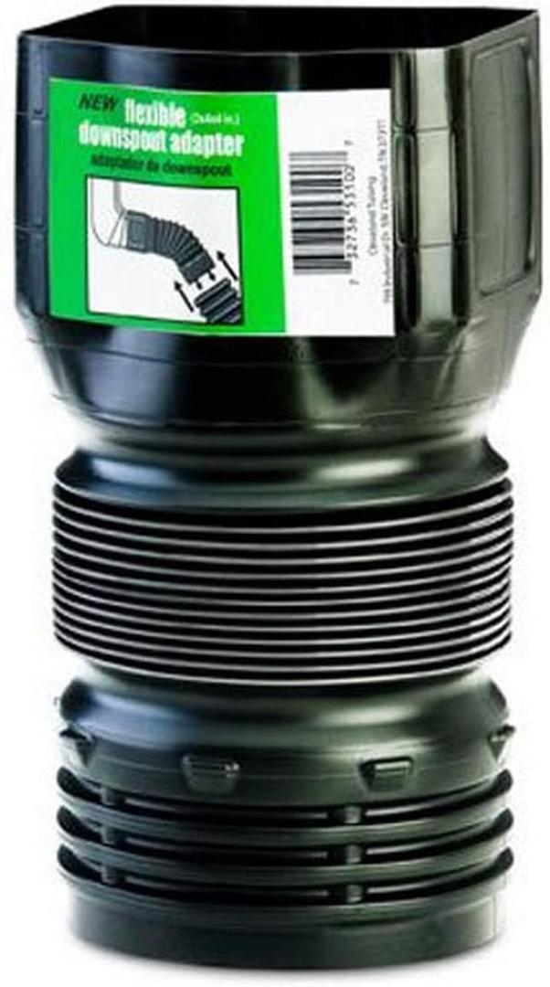 Flex-Drain ADP53102 Downspout Adaptor, Landscaping Drain Pipe Adapter 3 by 4 by 4-Inch , Black