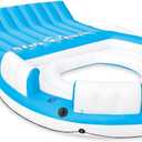 Intex 56299EP 145 x 125 x 20 Inch Splash N Chill Inflatable Lake and Pool Relaxation Island Lounger Seat for up to 7 Adults, Blue and White, 16.25 x 21 x 11.75"