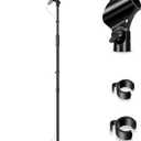 Microphone Stand Mic Floor Stand, Adjustable Height from 39" to 66", 180 Rotatable Mic Clip Heavy Duty Round Base Boom Mic Arm Stand for Stage, Studios, Kids