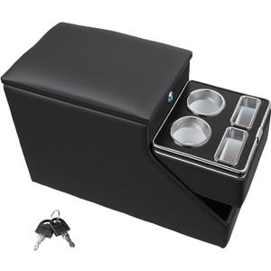Vehicle Center Console Organizer - Floor-Mounted Lockable Storage with Dual Cup Holders, Fits Minivans, SUVs & Van Middle Seats 10.24 inch Wide