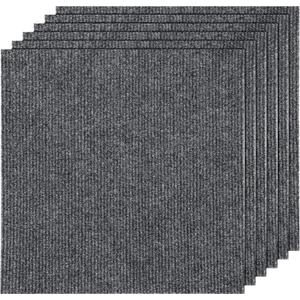 AKOLAFE 30 Pack Peel and Stick Carpet Tiles 12x12 Self Adhesive Carpets Squares for Basement Carpets for Concrete Floor Non Skid Carpet Tiles Clearance on Indoor Outdoor Carpet Squares Commercial Grey