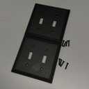 Black Modern Decorative Wall Plate Light Switch Cover Decorator Outlet Covers Rocker Switch Plates Bamboo Fiber Material Wall Plates for Kitchen Bathroom (2 Gang Double Toggle-2 Pack)