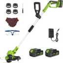 WORKIT 20V 3-in-1 Weed Eater/Edger/Mini Mower, Cordless Weed Wacker, 12 Inch-2*4.0Ah Battery