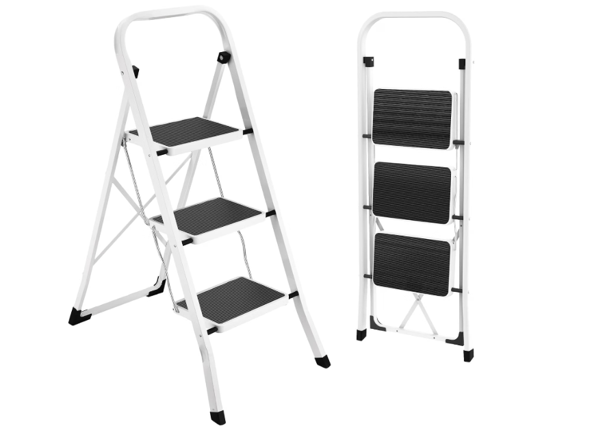 HBTower Step Ladder Folding Step Stool for Adults
3 Step Ladder with Anti-Slip Pedal, 330 lbs Capacity for Kitchen, Home, White