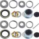 2Sets L68149 L44649 Trailer Axle Hub Bearings Kit with 171255TB Grease Seals, 1.98'' Trailer Dust Caps, Cotter Pins, Axle Nuts & Washers for 3500 lbs 1-3/8'' to 1-1/16'' #84 Spindle
