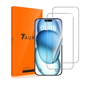 TAURI 2 Pack for iPhone 15/iPhone 15 Pro Screen Protector Tempered Glass, Sensor Protection, Dynamic Island Compatible, Case Friendly, 6.1"