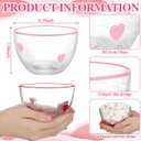 Potchen 3 Pcs Heart Glass Candy Bowl Dish, 14oz Romantic Dessert Bowls with Heart Detail Spring Dishes for Mother's Day Gift Bridal Shower Party Home Table