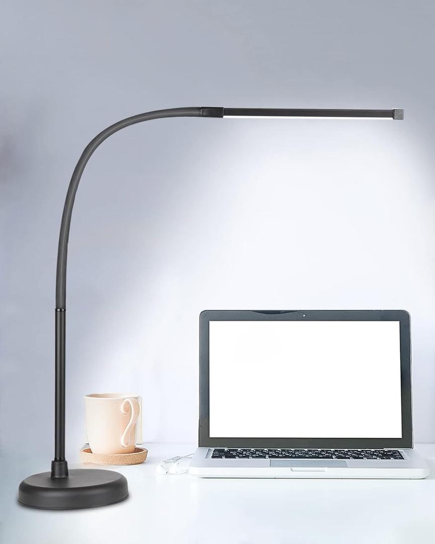 LED Desk Lamp, Swing Arm Architect Task Lamp with Long Flexible Gooseneck, 3 Color Modes, and USB Adapter, Dimmable Desk Light for Home/Office/Drafting/Reading/Piano
