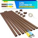 Yecaye 125in Brown Cord Hider - One-Cord Channel Cord Cover on Wall - Cable Management Kit - Wire Covers for Cords - Cable Raceway - 8X L15.7in W0.59in H0.4in, CMC03 Brown (Small)