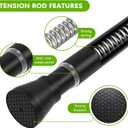 Tension Rods for Windows 28 to 48 Inch Black Curtain Rods no Drilling Tension Curtain Rod Adjustable Curtain Rods Expandable Pressure Spring Tension rod for Closet, Doorway