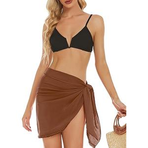 Women's Sarong Coverups Short Bathing Suit Wrap Skirt Beach Wrap Swimsuit Cover Ups with Tassels M