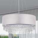 Wellmet Modern Silver Drum Crystal Chandelier, 4 Light Crystal Shade Chandelier Lighting Fixture for Living Room, Bedroom, Dining Room, Foyer, Entryway, Store, 21.65''W